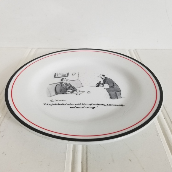 Restoration Hardware New Yorker Plate White Waiter Leo Cullum The Cartoon Bank - Picture 3 of 10